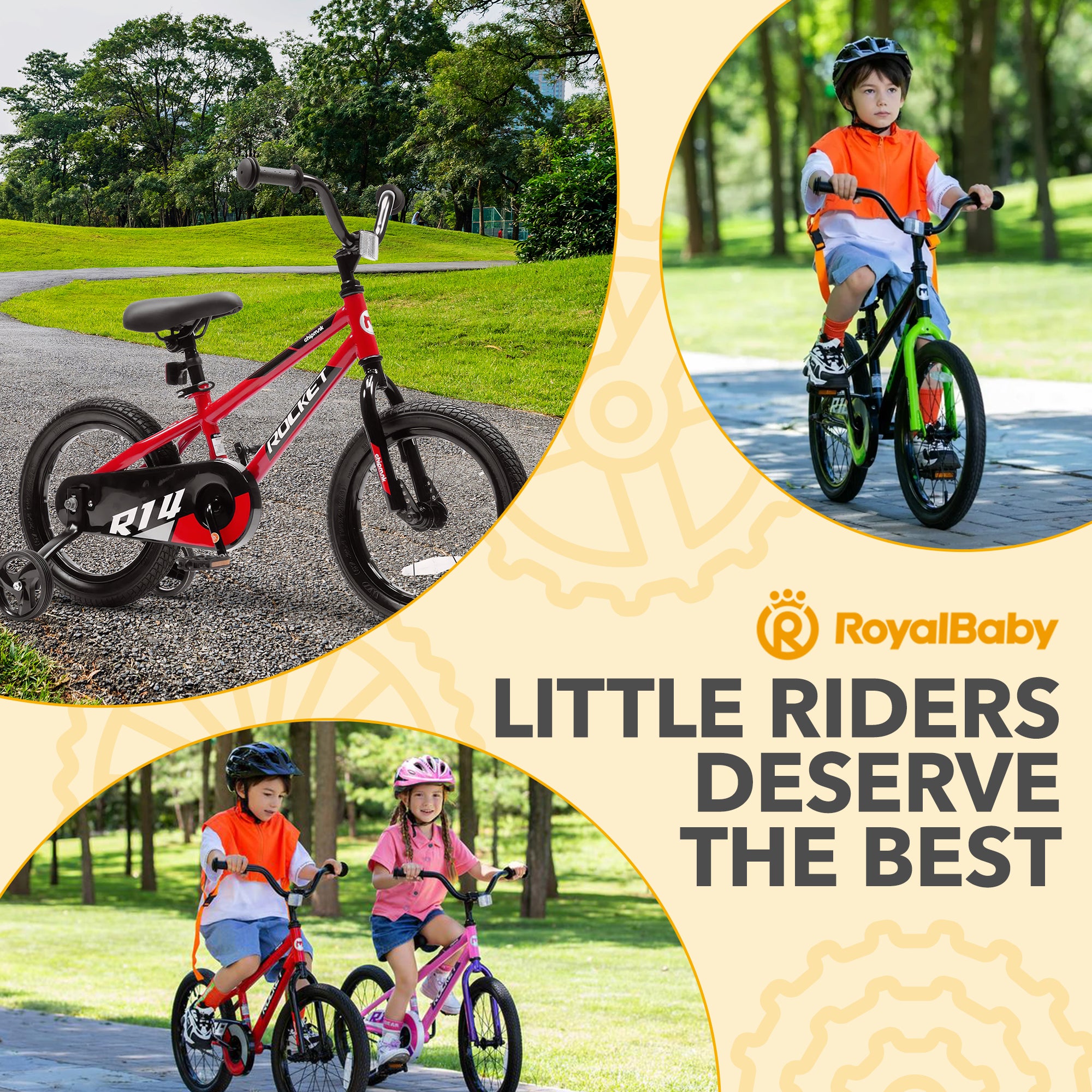 RoyalBaby Rocket Children's Bike with Training Wheels, 14 Inch, Red (Open Box) - VMInnovations