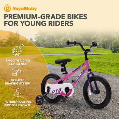 RoyalBaby Rocket Outdoor Children's Bike with Training Wheels, 14 In (Open Box)