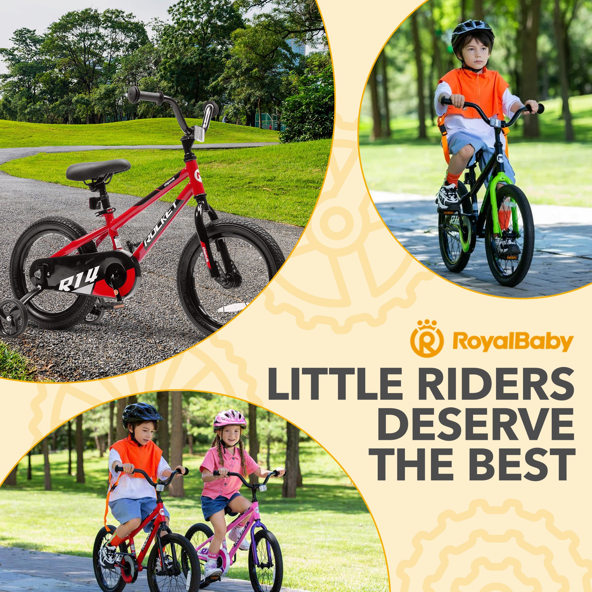 RoyalBaby Rocket Outdoor Children's Bike with Training Wheels, 12 Inch, Red