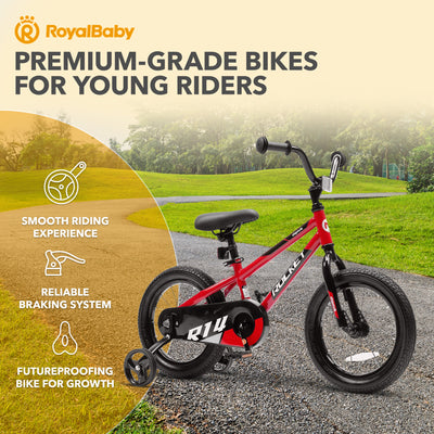 RoyalBaby Rocket Outdoor Children's Bike with Training Wheels, 12 Inch, Red