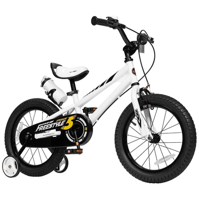 RoyalBaby Freestyle Kid's Bicycle with Training Wheels, 12", White (Open Box) - VMInnovations