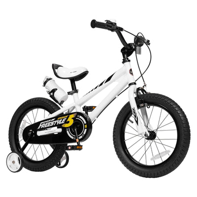 RoyalBaby Freestyle Outdoor Kid's Bicycle with Training Wheels, 16 Inch, White