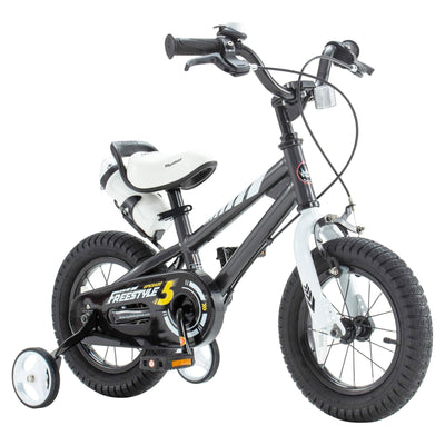 RoyalBaby Freestyle Outdoor Kid's Bicycle with Training Wheels, 16 Inch, Black
