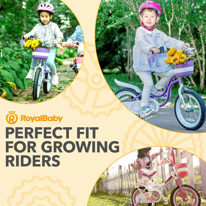 RoyalBaby Girl Kids Bicycle 14 Inch with Training Wheels, Swan/Purple (Open Box)