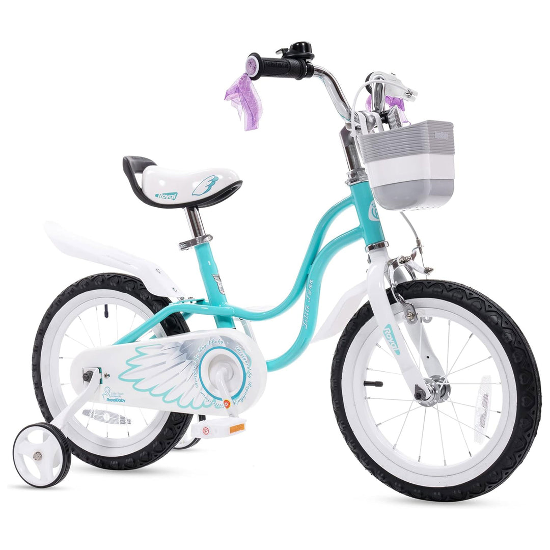 RoyalBaby  Girl Bicycle 16" w/Training Wheels & Kickstand, Swan/Blue (Open Box)