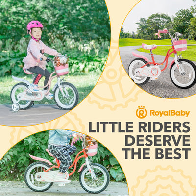 RoyalBaby Girl Bicycle 16" w/ Training Wheels & Kickstand, Swan/Purple(Open Box) - VMInnovations