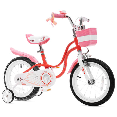 RoyalBaby Princess Girl Bicycle 16" with Training Wheels & Kickstand, Swan/Red - VMInnovations