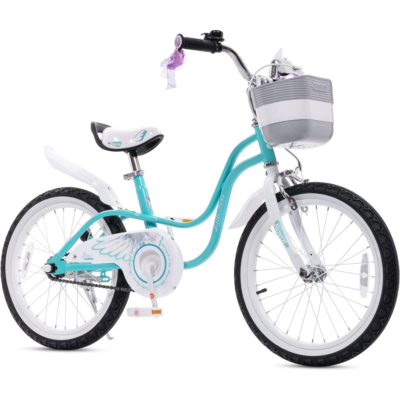 RoyalBaby Princess Girl Kids Outdoor Bicycle 18 Inch with Kickstand, Swan/Blue - VMInnovations