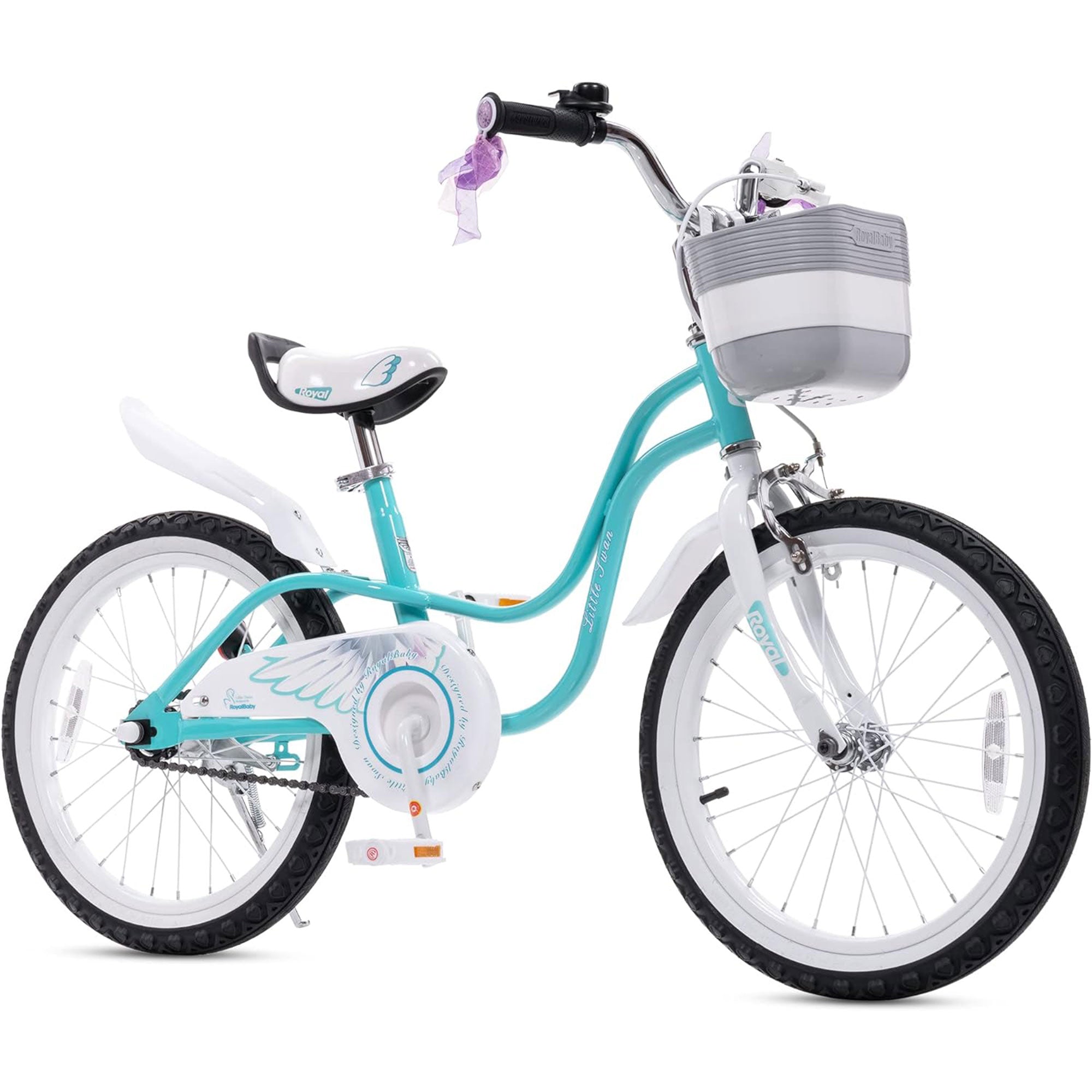 RoyalBaby Princess Girl Kids Bicycle 18 Inch with Kickstand, Swan/Blue (Used) - VMInnovations
