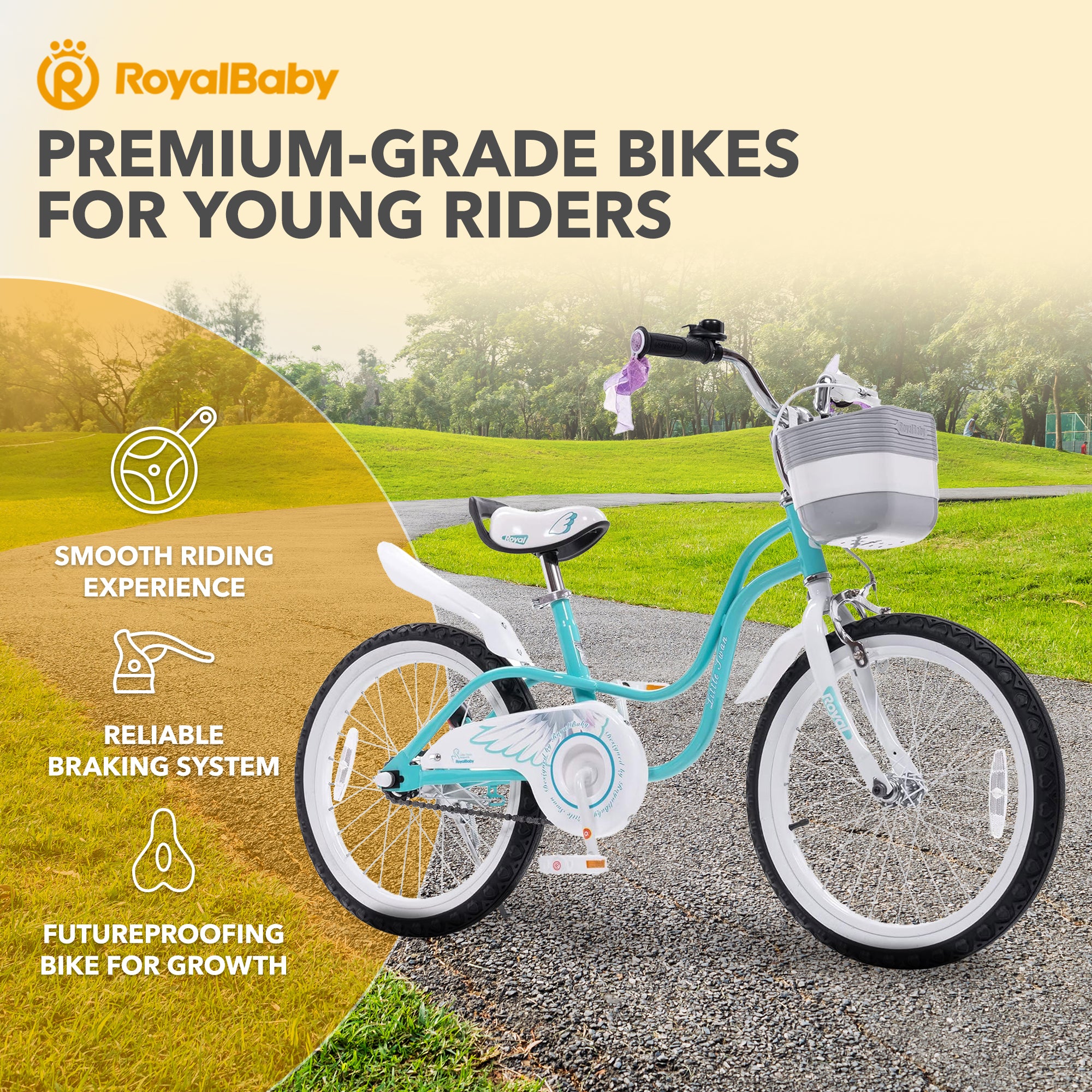 RoyalBaby Princess Girl Kids Bicycle 18 Inch with Kickstand, Swan/Blue (Used) - VMInnovations