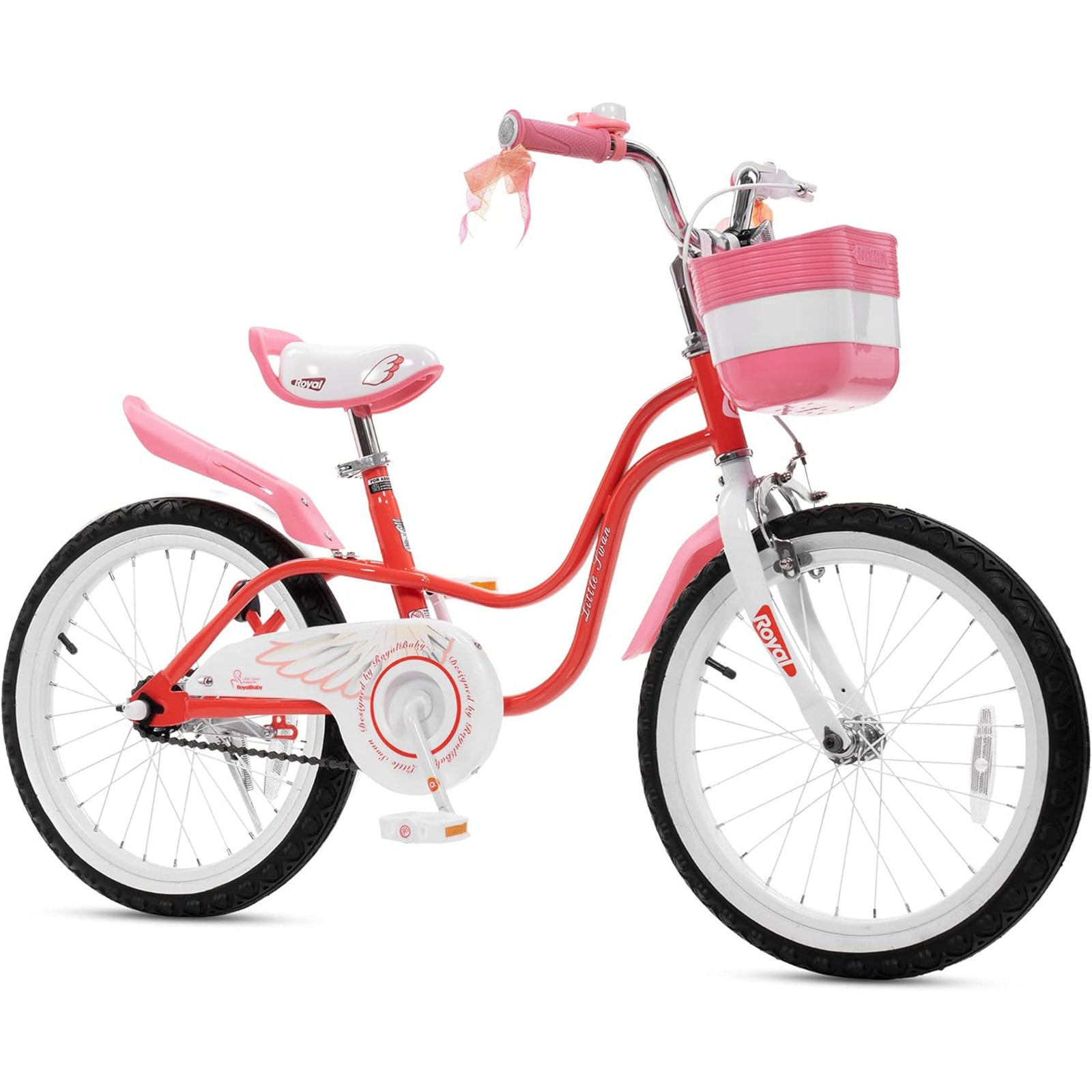 RoyalBaby Princess Girl Kids Outdoor Bicycle 18 Inch with Kickstand, Swan/Red - VMInnovations