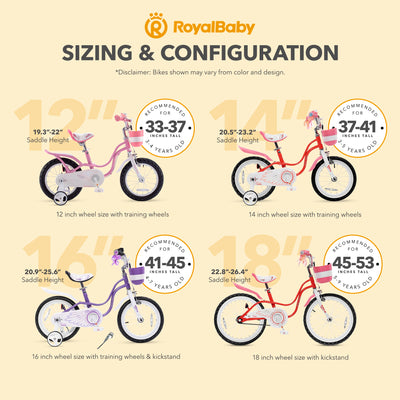 RoyalBaby Princess Girl Kids Outdoor Bicycle 18 Inch with Kickstand, Swan/Red - VMInnovations