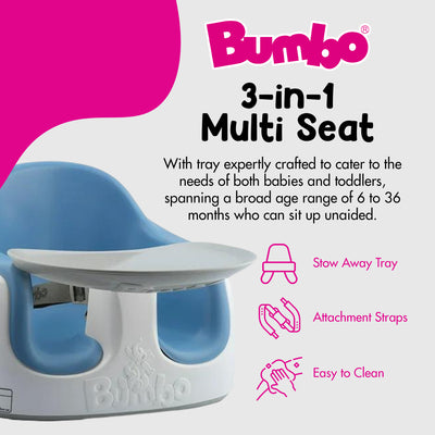 Bumbo Baby Toddler Adjustable 3 In 1 Booster High Chair, Powder Blue (2 Pack)