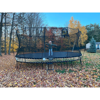 Springfree Trampoline 12' x 19' Oval Trampoline w/Basketball FlexrHoop Accessory