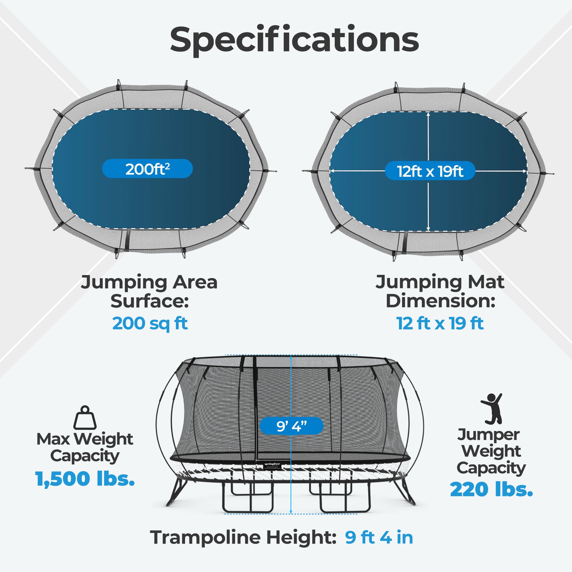Springfree Trampoline 12' x 19' Oval Trampoline w/Basketball FlexrHoop Accessory - VMInnovations