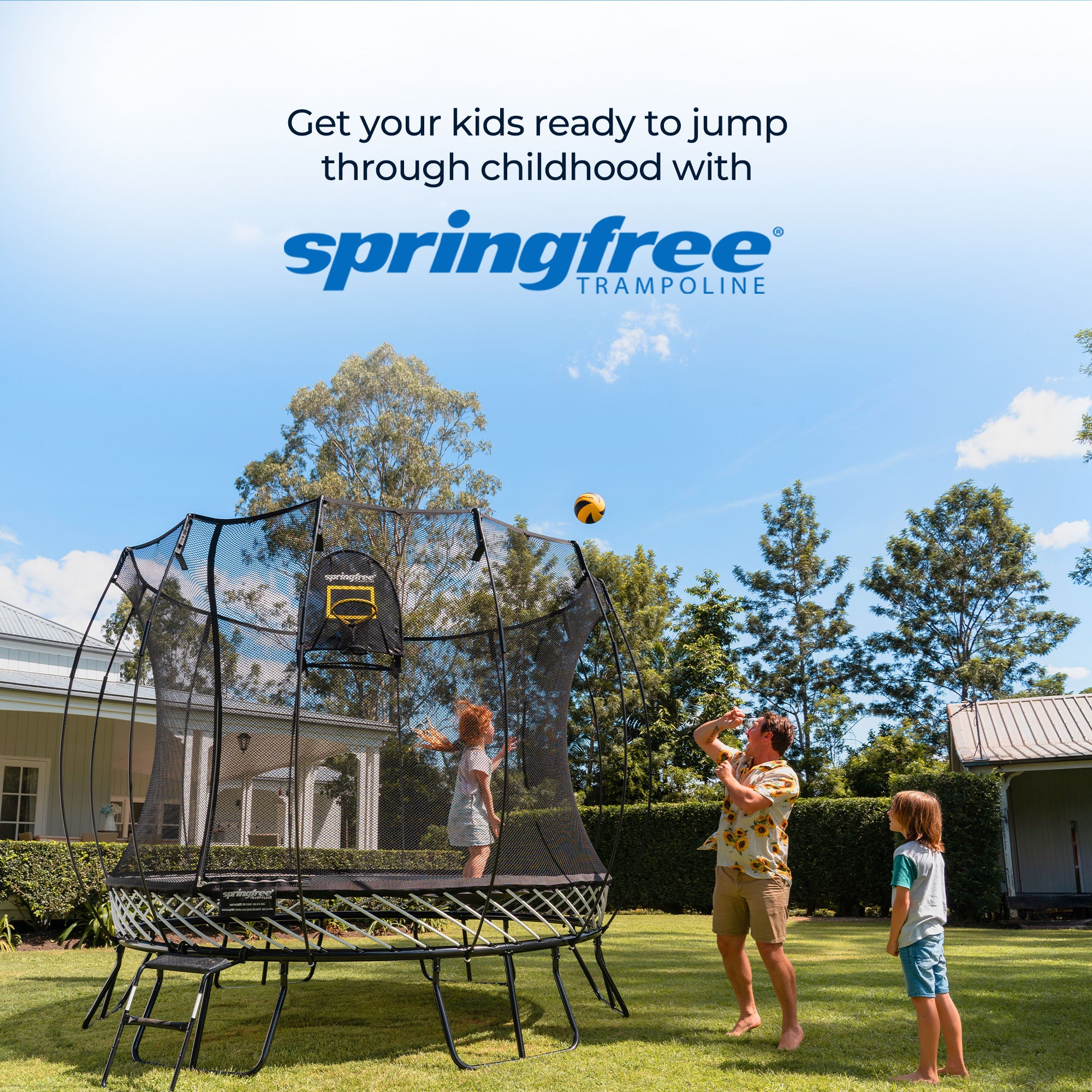Springfree Trampoline 12' x 19' Oval Trampoline w/Basketball FlexrHoop Accessory - VMInnovations