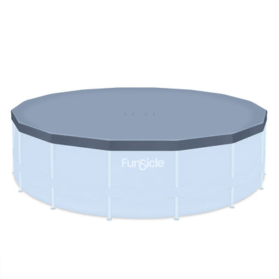 Funsicle 16' x 48" Oasis Round Frame Swimming Pool with 16' Debris Cover, Gray