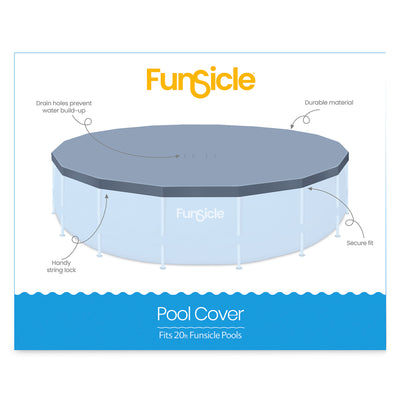 Funsicle 16' x 48" Oasis Round Frame Swimming Pool with 16' Cover, Natural Teak