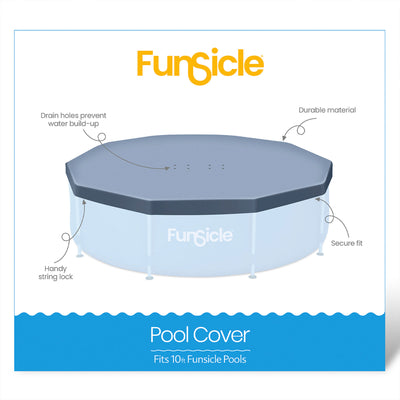 Funsicle 10' x 30" Outdoor Activity Round Frame Pool with 10' Debris Cover, Blue - VMInnovations