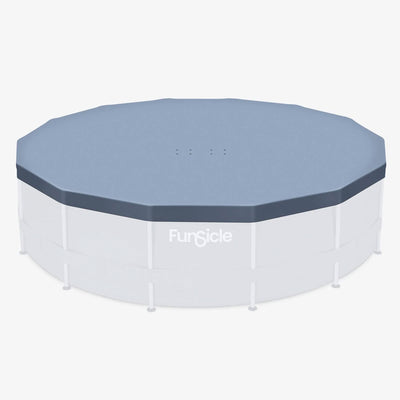 Funsicle 14' x 42" Oasis Round Frame Swimming Pool with 14' Debris Cover, Gray - VMInnovations