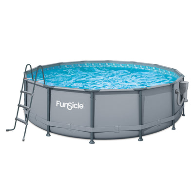 Funsicle 14' x 42" Oasis Round Frame Swimming Pool with 14' Debris Cover, Gray