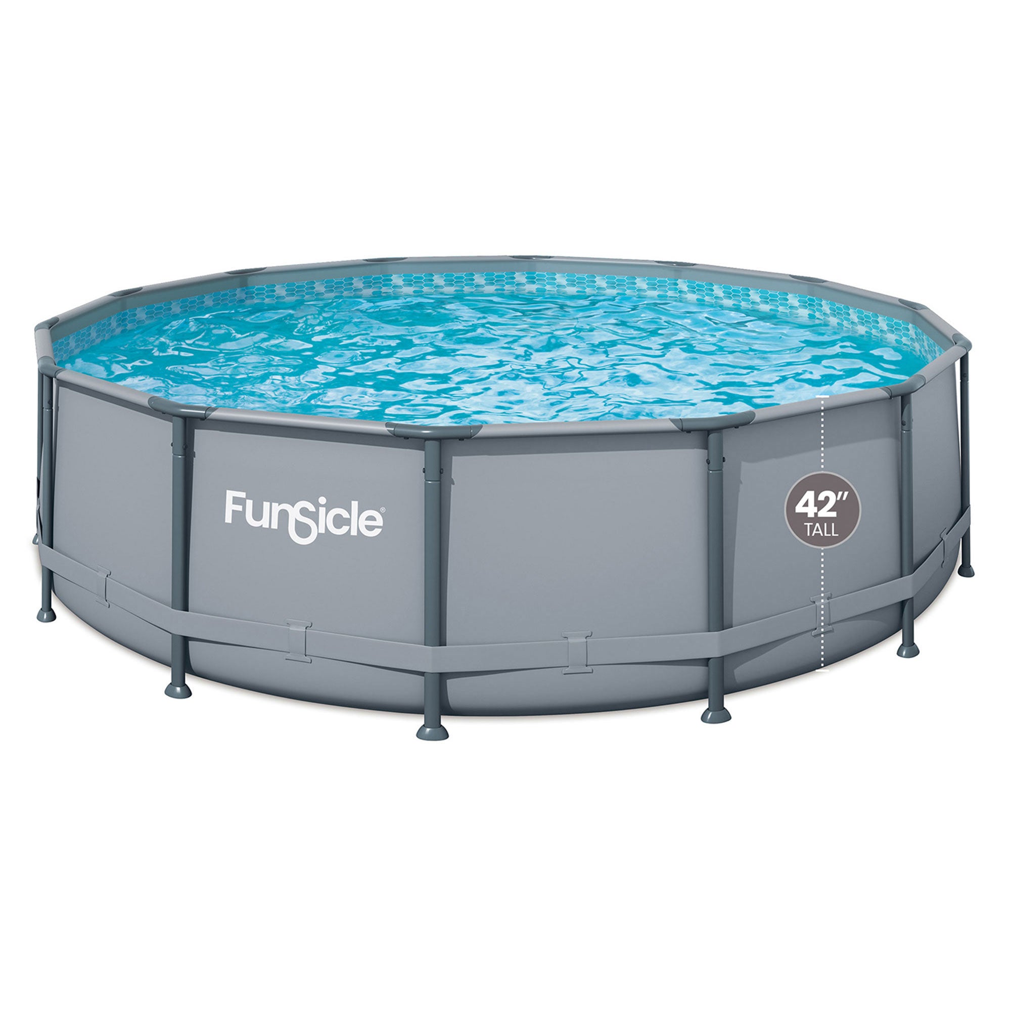 Funsicle 14' x 42" Oasis Round Frame Swimming Pool with 14' Debris Cover, Gray - VMInnovations