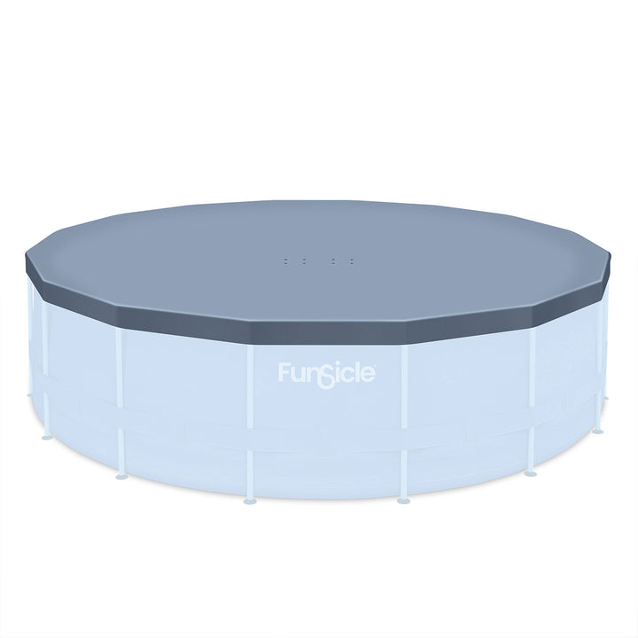 Funsicle 16' x 48" Crystal Vue Round Swimming Pool Set w/ 16' Cover, Herringbone