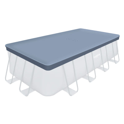 Funsicle 18' x 9' x 52" Oasis Rectangular Swimming Pool Set with 18' Cover, Gray - VMInnovations