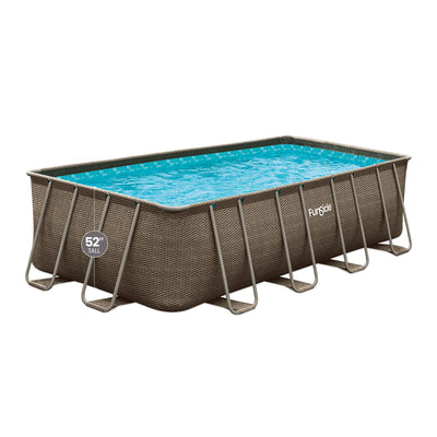 Funsicle 18'x9'x52" Oasis Rectangular Swimming Pool Set with 18' Cover, Brown