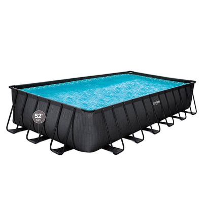 Funsicle 24'x12'x52" Oasis Rectangular Swimming Pool Set with 24' Cover, Black