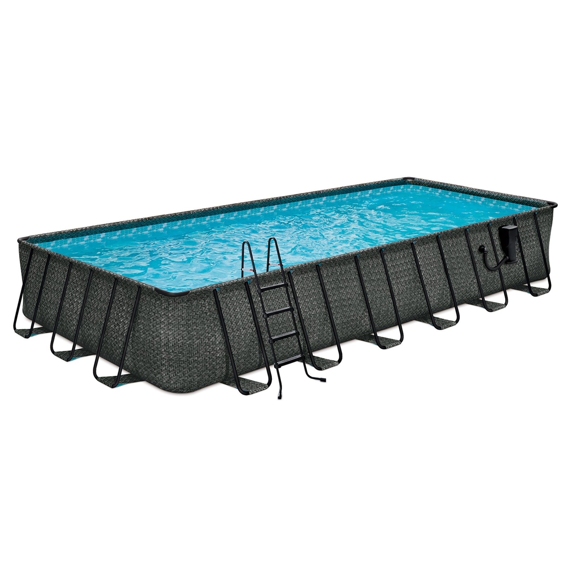 Funsicle 24'x12'x52" Oasis Rectangular Swimming Pool Set with 24' Cover, Gray - VMInnovations