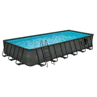 Funsicle 24'x12'x52" Oasis Rectangular Swimming Pool Set with 24' Cover, Gray