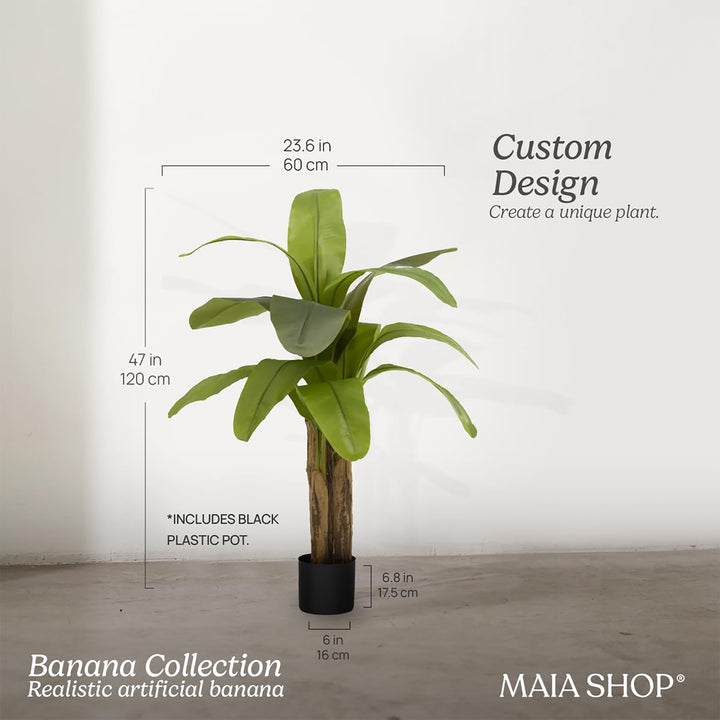 Maia Shop Artificial Banana Tree 4ft Tall Tropical Home Decoration, 47" (Used)