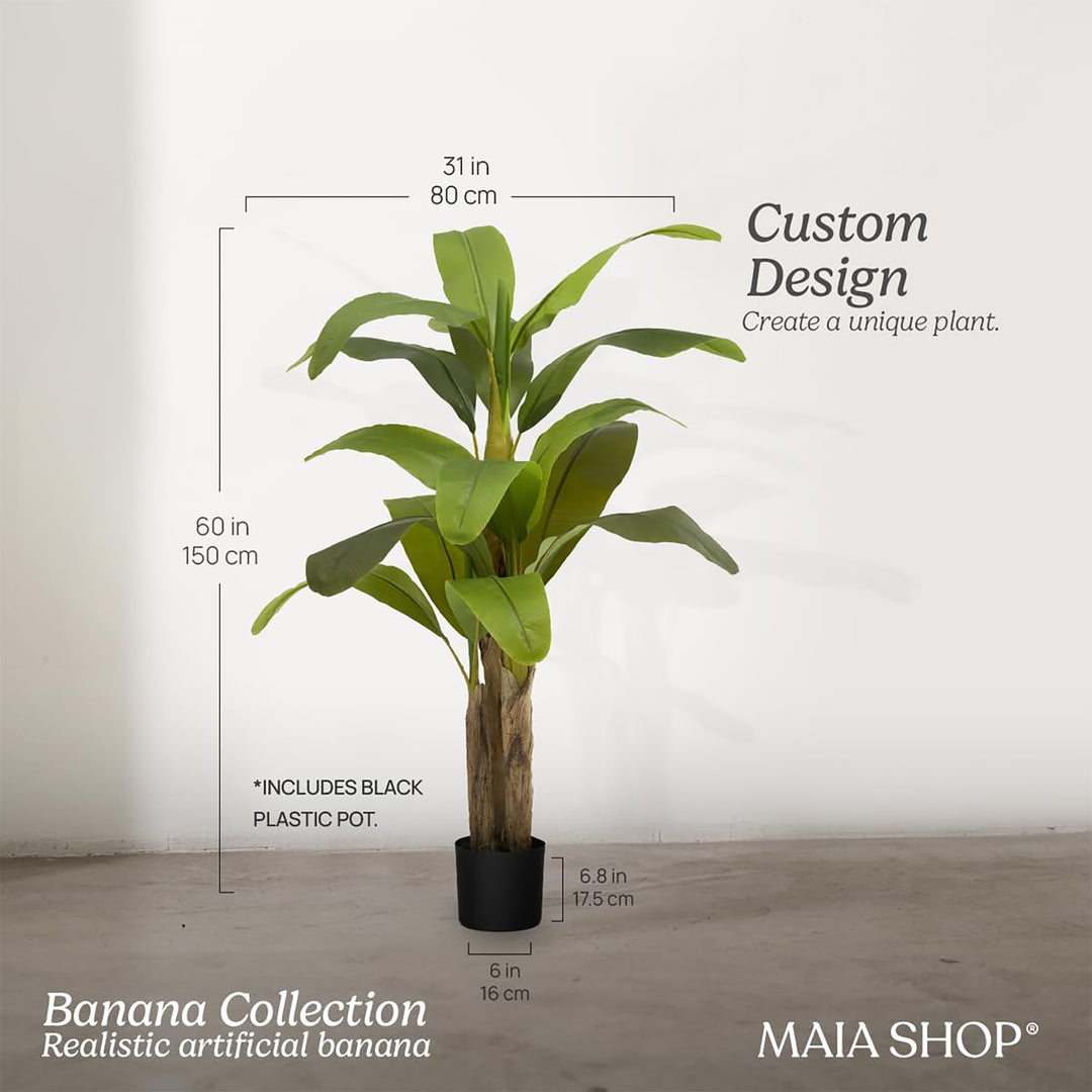 Maia Artificial Banana Tree 5ft Tall Tropical Home Decoration, 60 Inches (Used)