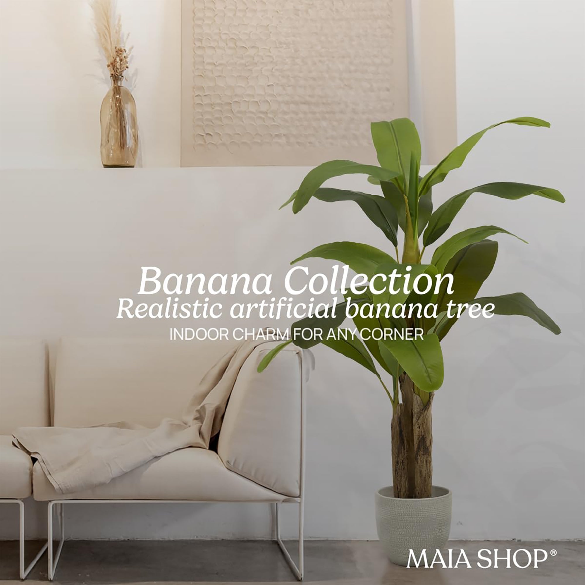Maia Shop Artificial Banana Tree 5ft Tall Tropical Home Decoration,60"(Open Box) - VMInnovations