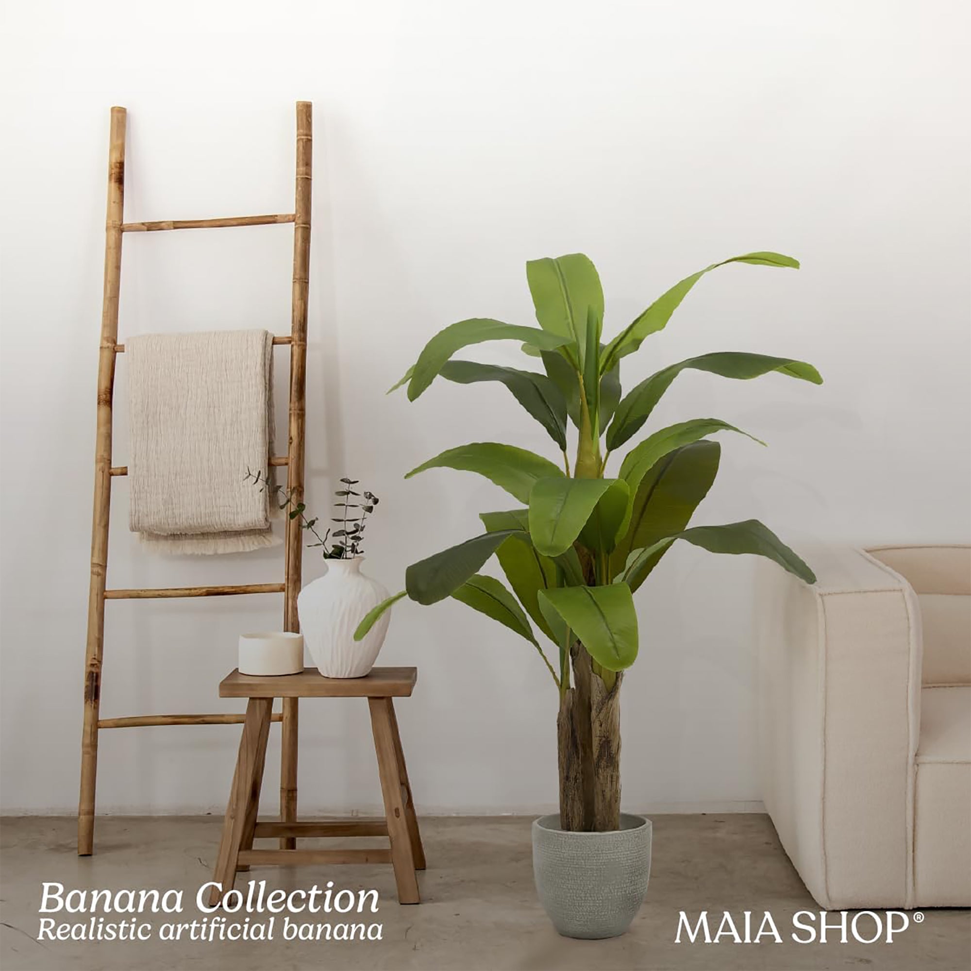 Maia Artificial Banana Tree 5ft Tall Tropical Home Decoration, 60 Inches (Used) - VMInnovations