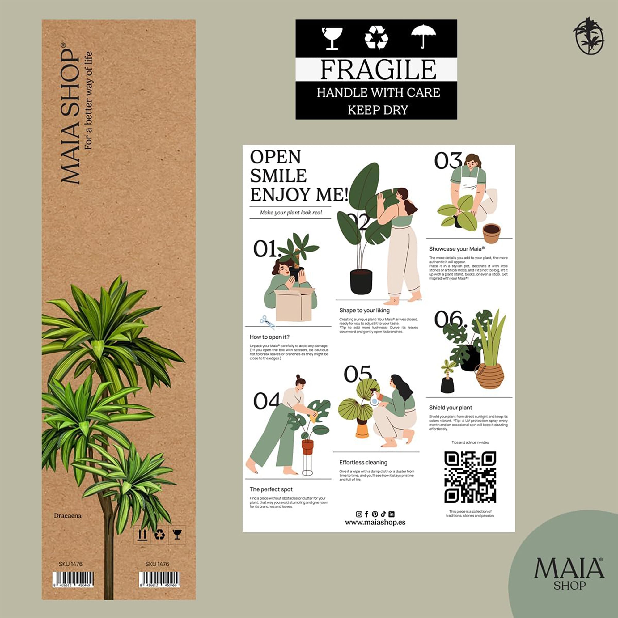 Maia Artificial Dracaena Plant 3.5 Feet Tall Tropical Palm Tree, 41"(Open Box) - VMInnovations