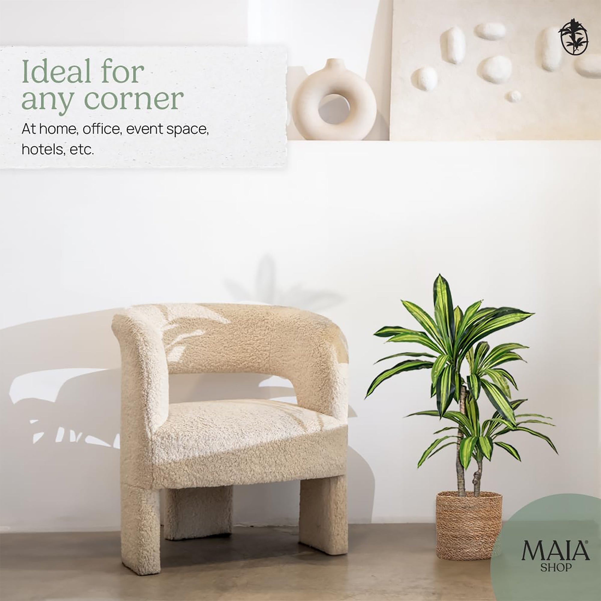 Maia Artificial Dracaena Plant 3.5 Feet Tall Tropical Palm Tree, 41"(Open Box) - VMInnovations