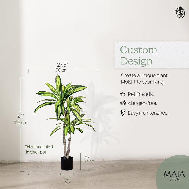 Maia Artificial Dracaena Plant 3.5 Feet Tall Tropical Palm Tree, 41"(Open Box) - VMInnovations