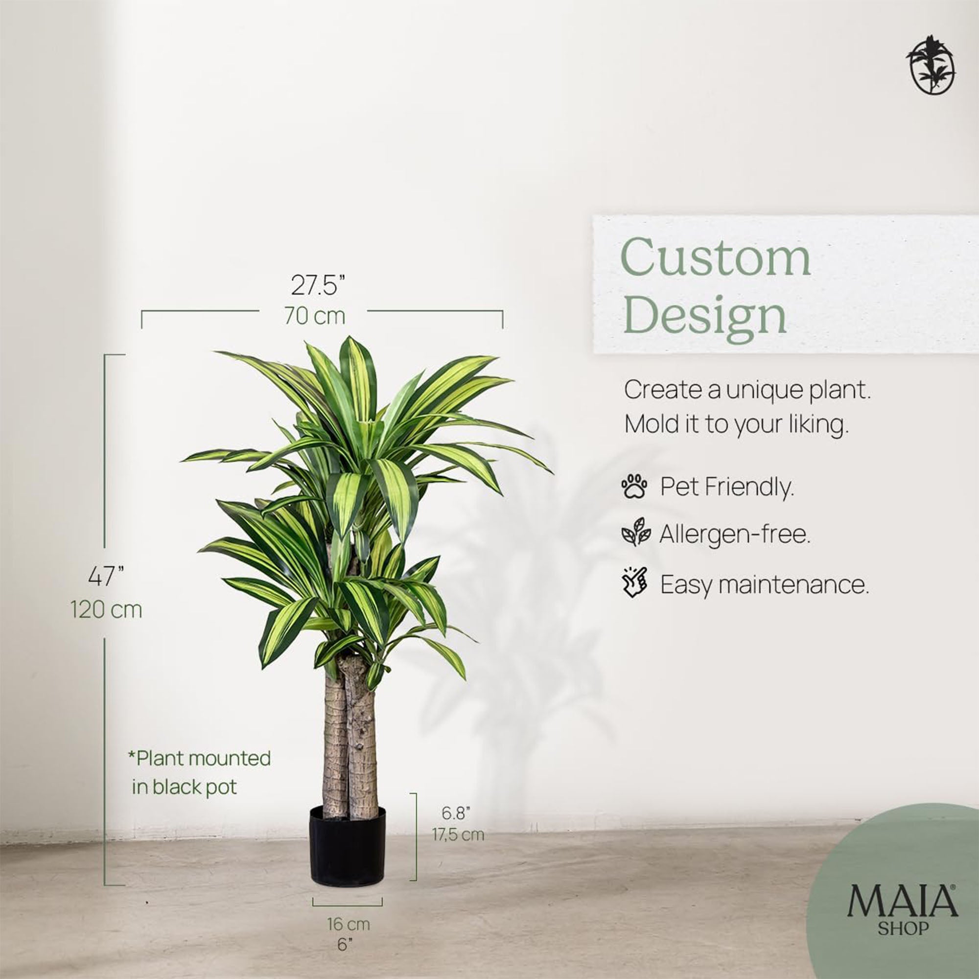 Maia Shop Artificial Dracaena Plant 4' Tropical Palm Tree (Used) - VMInnovations