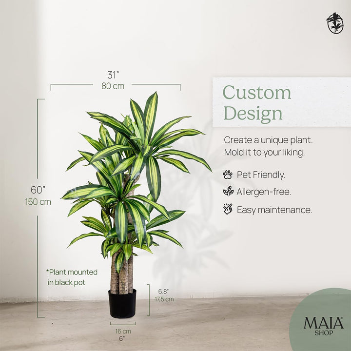 Maia Shop Artificial Dracaena Tree 5 ft Tropical Home Decoration, 61 In. (Used) - VMInnovations
