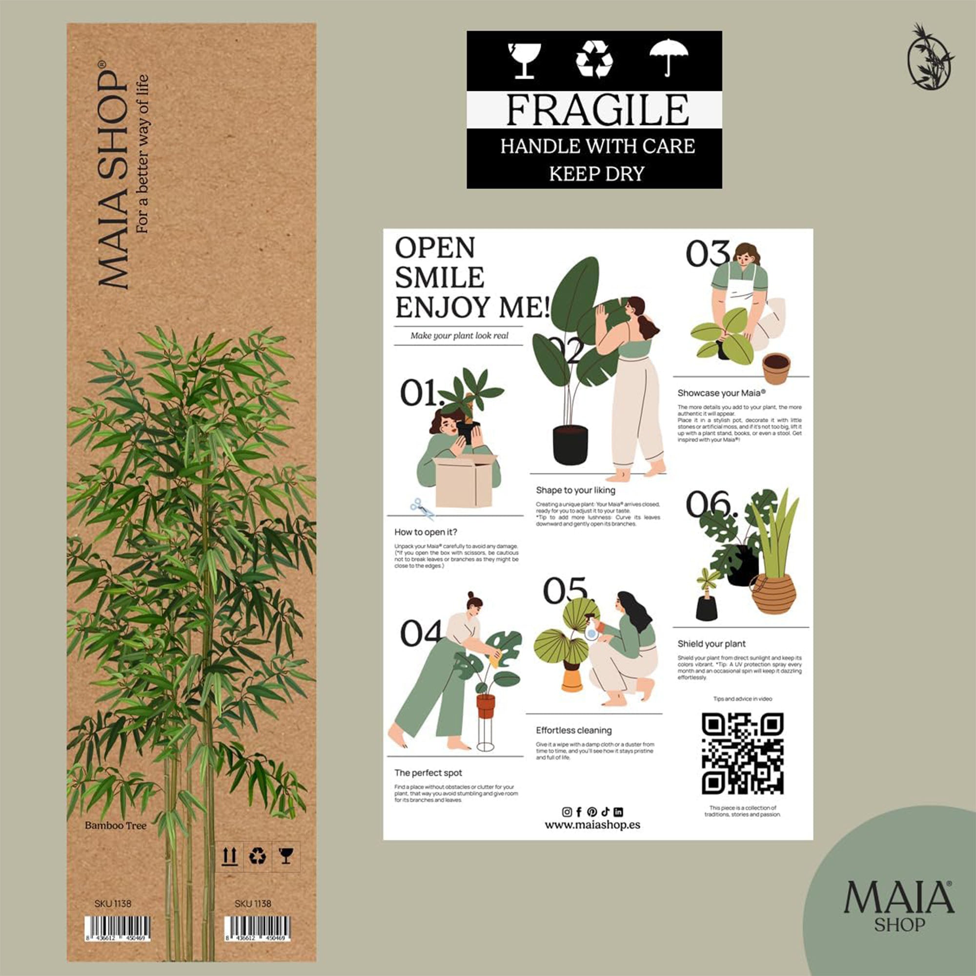Maia Shop Artificial Bamboo Tree 5ft Tall Tropical Home Decoration, 60 In (Used)