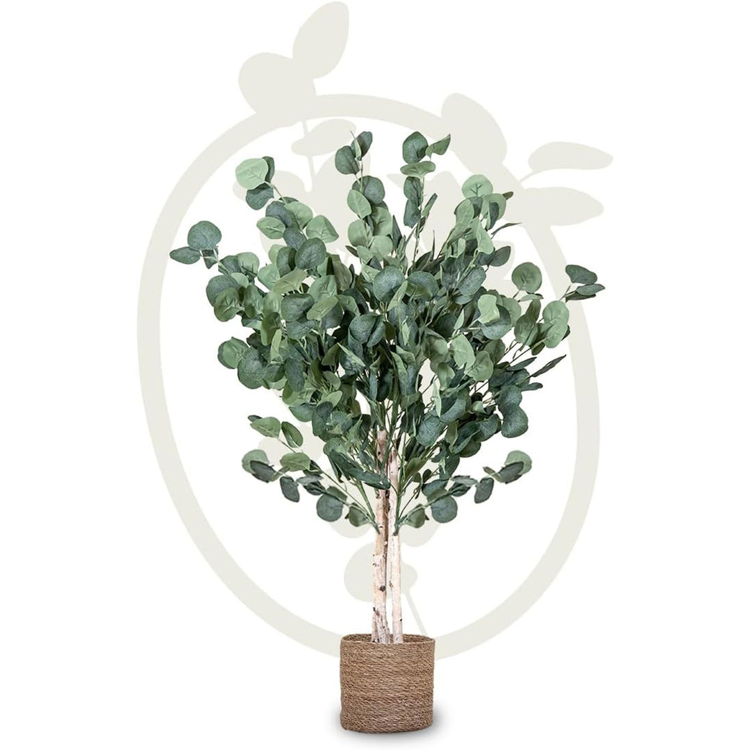 Maia Shop Artificial Eucalyptus Tree 3.5' Tall, Tree w/Natural Wood Trunk (Used)