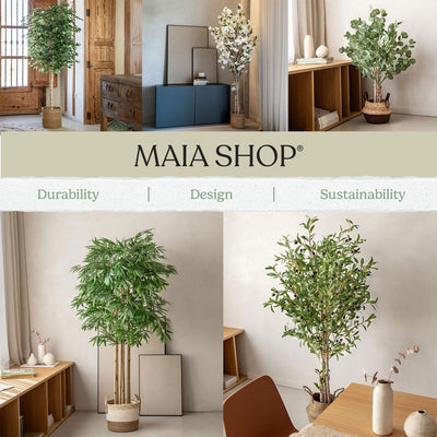 Maia Shop Artificial Eucalyptus Tree 3.5' Tall, w/Natural Wood Trunk (Open Box)