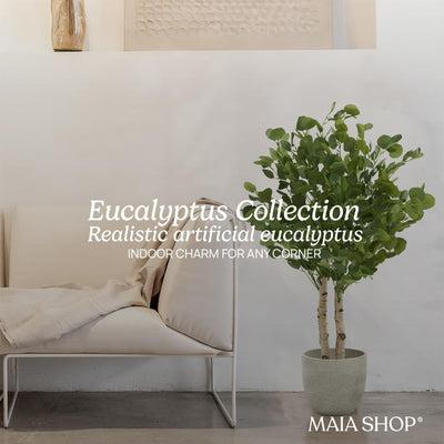 Maia Shop Artificial Eucalyptus Tree 3.5' Tall, w/Natural Wood Trunk (Open Box) - VMInnovations