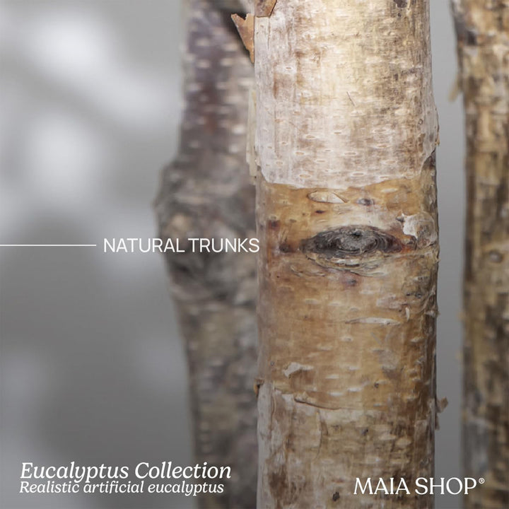 Maia Shop Artificial Eucalyptus Tree 3.5' Tall, Fake Tree w/Natural Wood Trunk