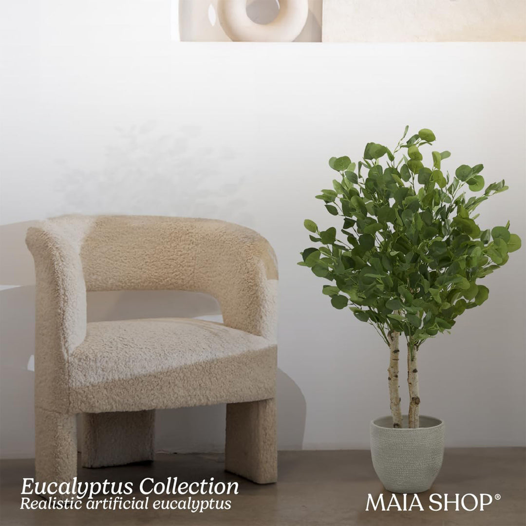 Maia Shop Artificial Eucalyptus Tree 3.5' Tall, w/Natural Wood Trunk (Open Box)