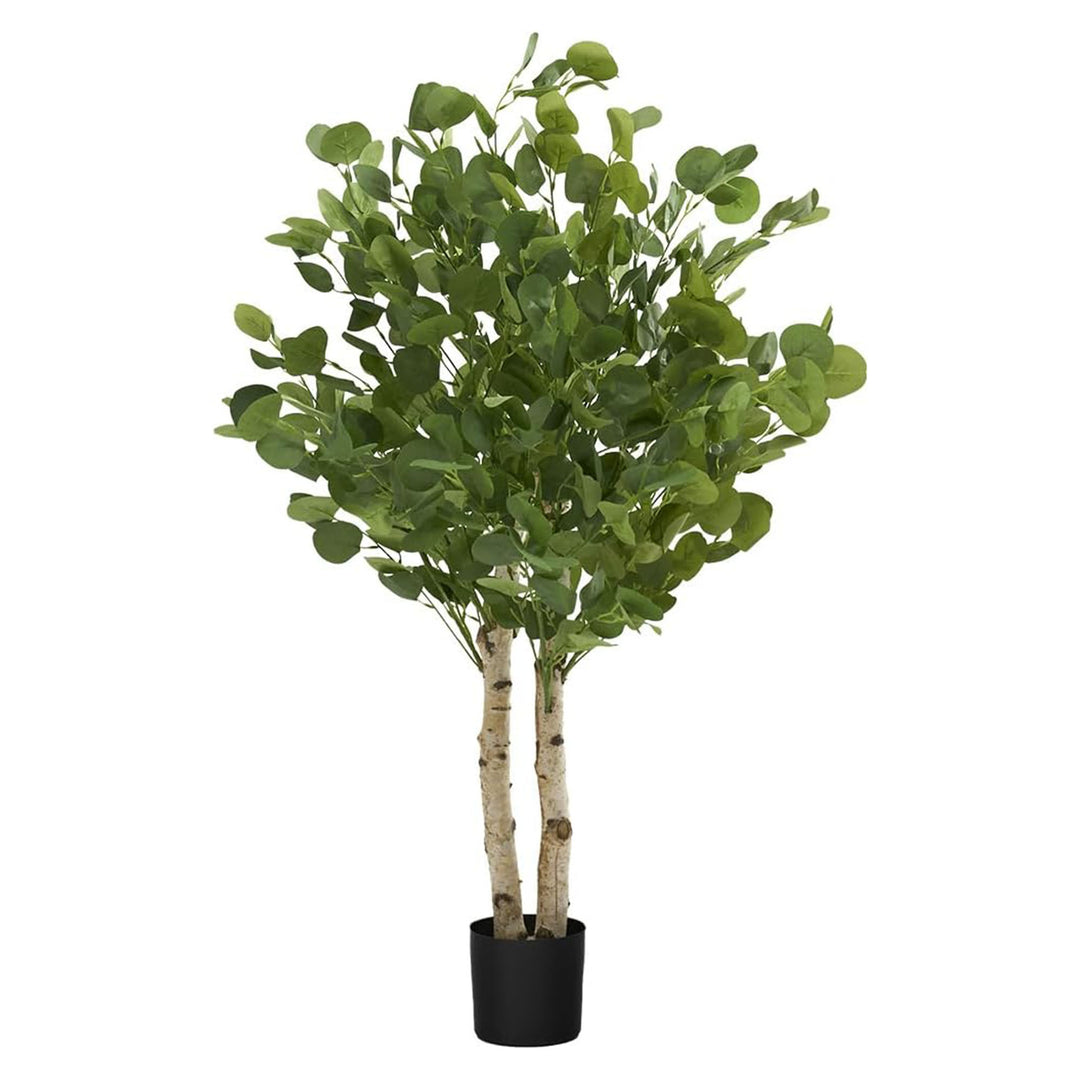 Maia Shop Artificial Eucalyptus Tree 3.5' Tall, Fake Tree w/Natural Wood Trunk