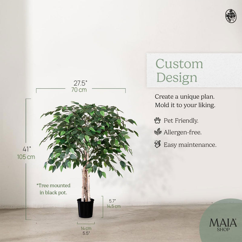 Maia Shop Artificial Ficus Tree 3.5ft Tropical Home Decoration, 41"(Open Box)