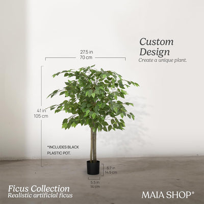 Maia Shop Artificial Ficus Tree 3.5ft Tropical Home Decoration, 41"(Open Box) - VMInnovations